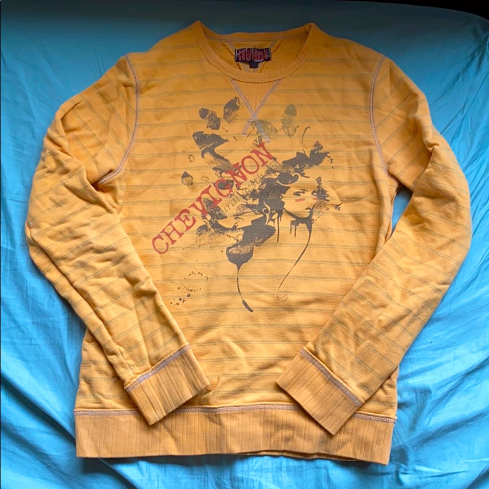 🙌Chevignon yellow cotton sweatshirt sweater sz L